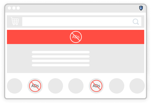 A shopping page with sponsored placements removed