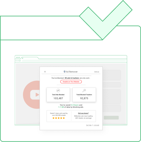 The extension's control panel showing blocking switched on
